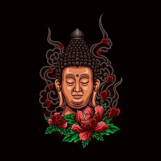 Buddha-kopf-statue-vektor-illustration