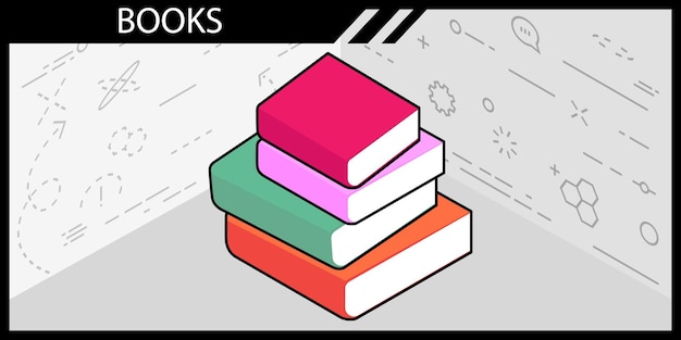 Bücher isometrisches Design-Symbol Vektor-Web-Illustration 3d buntes Konzept