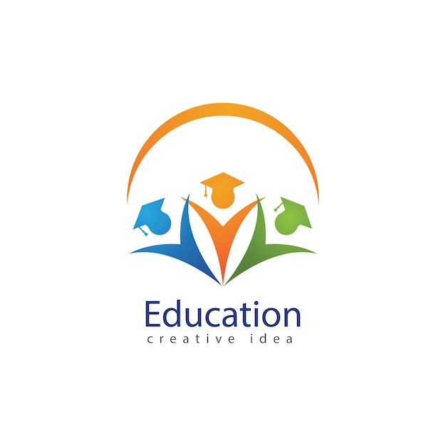 Bücher und Absolventen Symbol Vektor Bildung Logo Vorlage