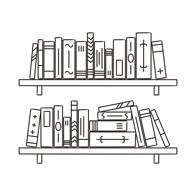 Bücherregal-doodle-illustration