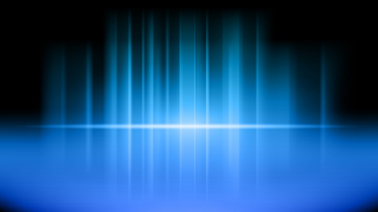 Bühne und Präsentation des Produktes auf Blau