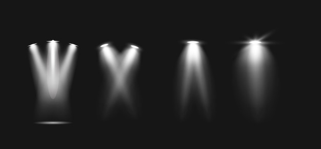 Bühnenlicht weiße Scheinwerferstrahlen leuchtende Designelemente für Studio- oder Theaterinnenszenen