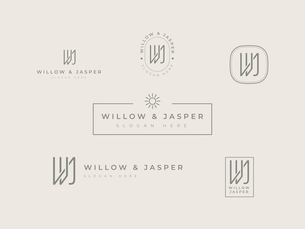 Bündel von Logo-Vorlagen mit Anfangsbuchstaben WJ für Beauty Cosmetic Business