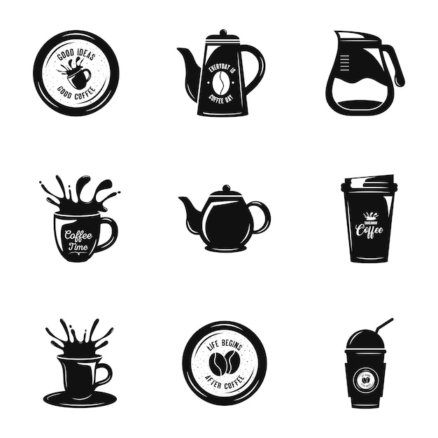 Bündel von neun kaffee-satzikonen-illustrationsdesign