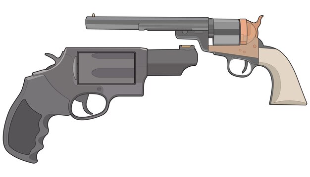 Bündelungssatz von vector of revolver kunst schießpistole waffeneinbildung vector revolver pistole