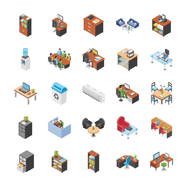 Büro Arbeitsplatz Icons