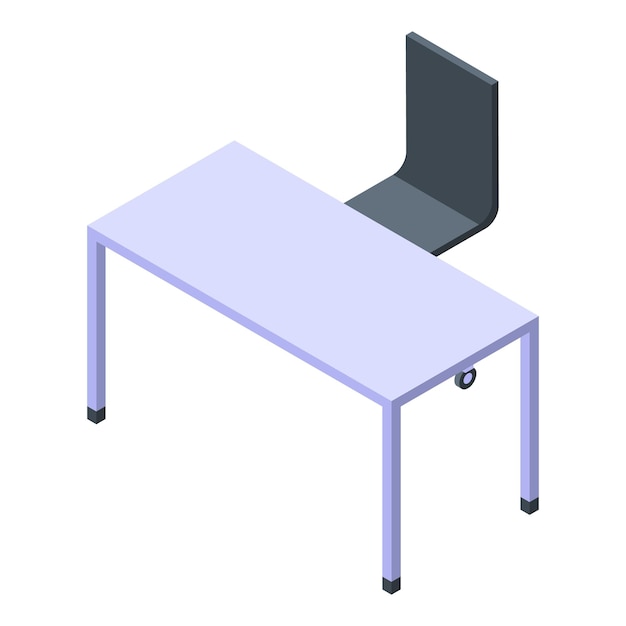 Büro-Desktop mit Stuhl-Symbol Isometrisches Büro-Desktop mit Stuhl-Vektorsymbol für Webdesign isoliert auf weißem Hintergrund