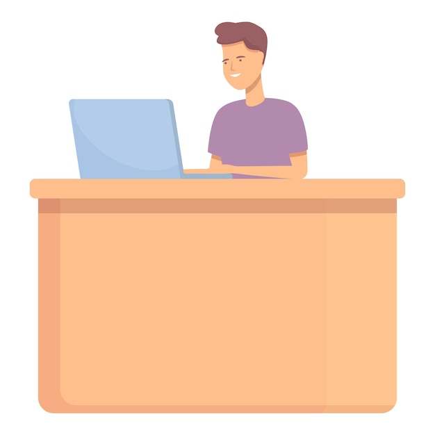 Büro-Desktop-Symbol Cartoon-Vektor Online-Arbeit Intelligente soziale Netzwerke