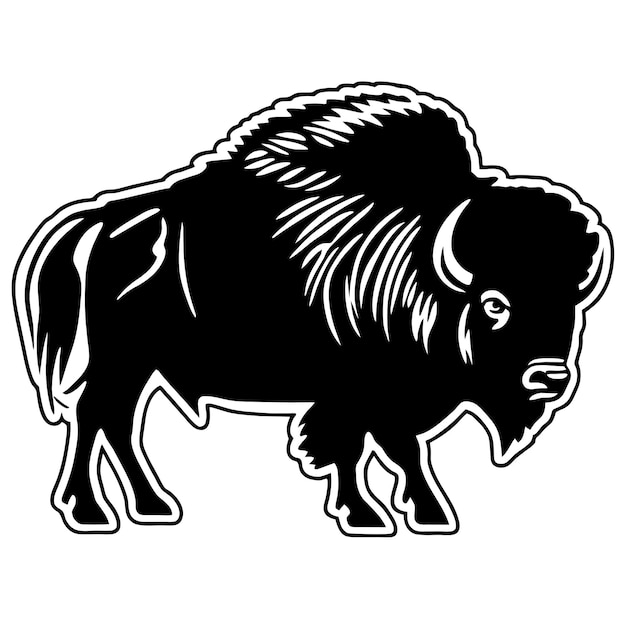 Vektor buffalo-bulle handgezeichnetes flaches stilvolles cartoon-aufkleber-icon-konzept isolierte illustration