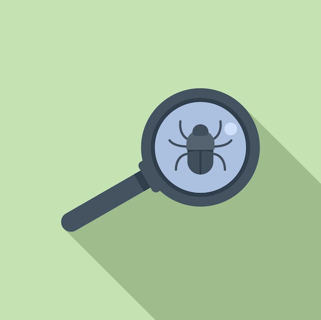Bug-Lupe-Symbol flacher Vektor Hacker-Fehler Computerbedrohung