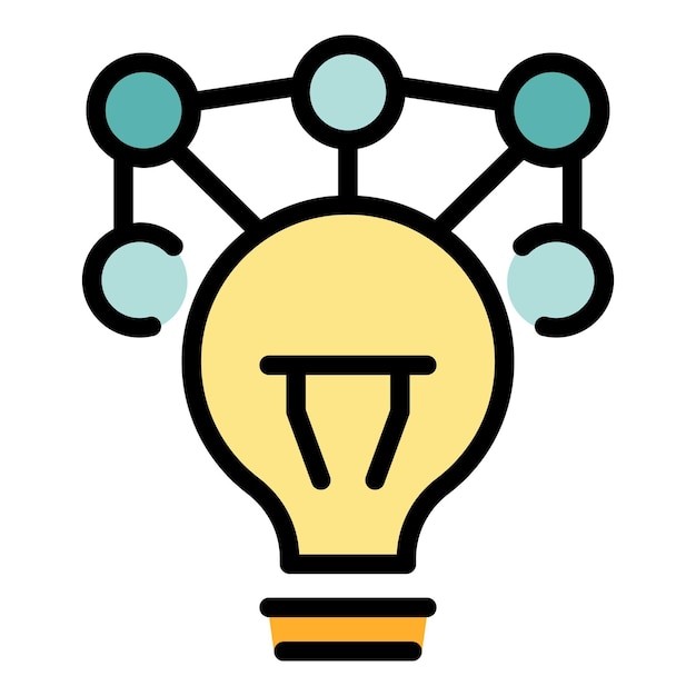 Bulb Idee Team Icon Umriss Vektor Beschäftigtes Büro Arbeitszeit Farbe flach
