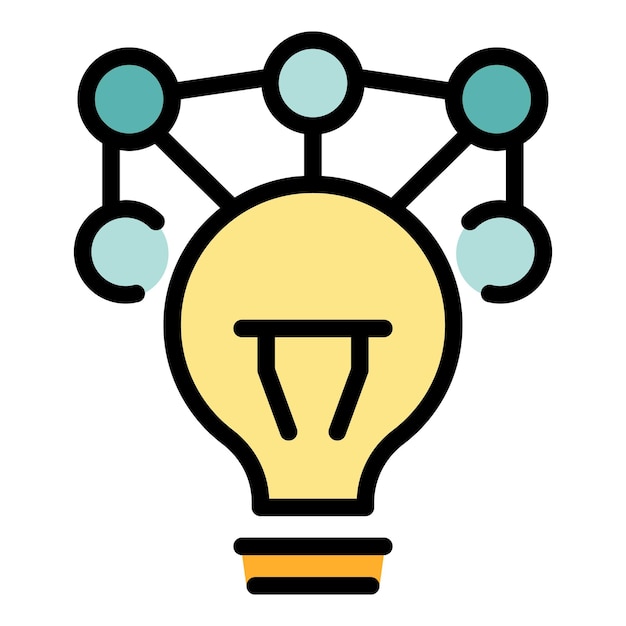 Vektor bulb idee team icon umriss vektor beschäftigtes büro arbeitszeit farbe flach