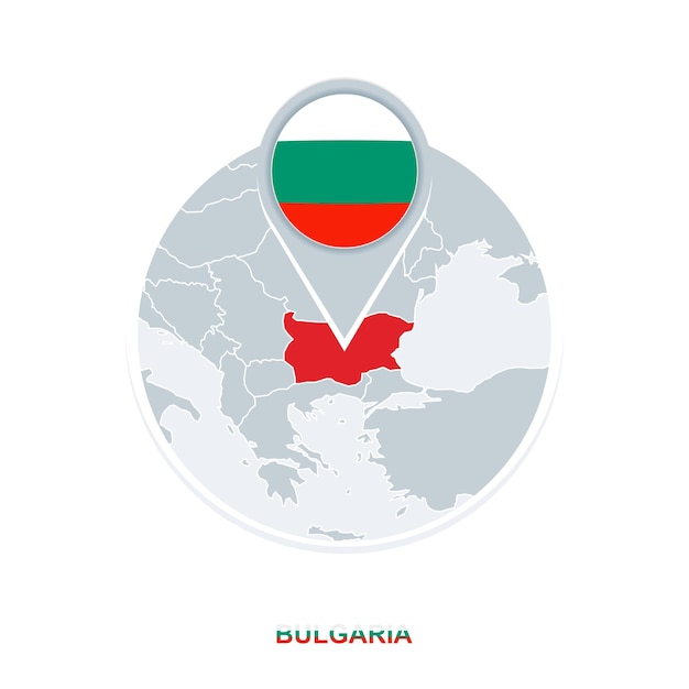 Bulgarien-Karte und Flaggen-Vektorkartensymbol mit hervorgehobenem Bulgarien