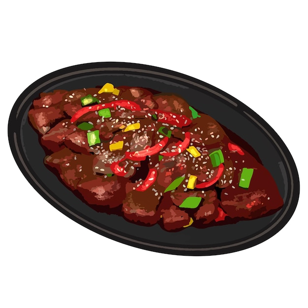 Vektor bulgogi koreanisch koreanisches essen koreanische bbq-rindfleischmarinade gegrilltes roastbeef barbecue
