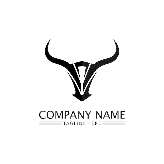 Bull büffelkopf kuh tier maskottchen logo design vektor für sport horn büffel tier säugetiere kopf logo wilder matador