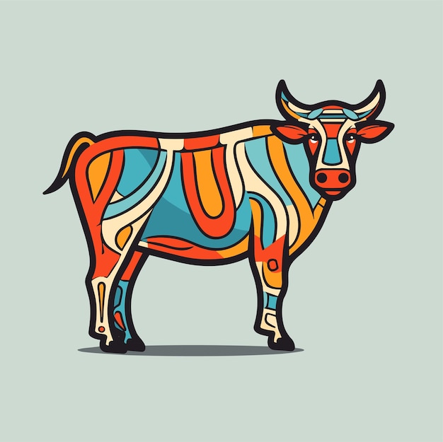 Bull Cow Emblem einfaches Logo-Symbol Etikettenvorlage Vektorillustration