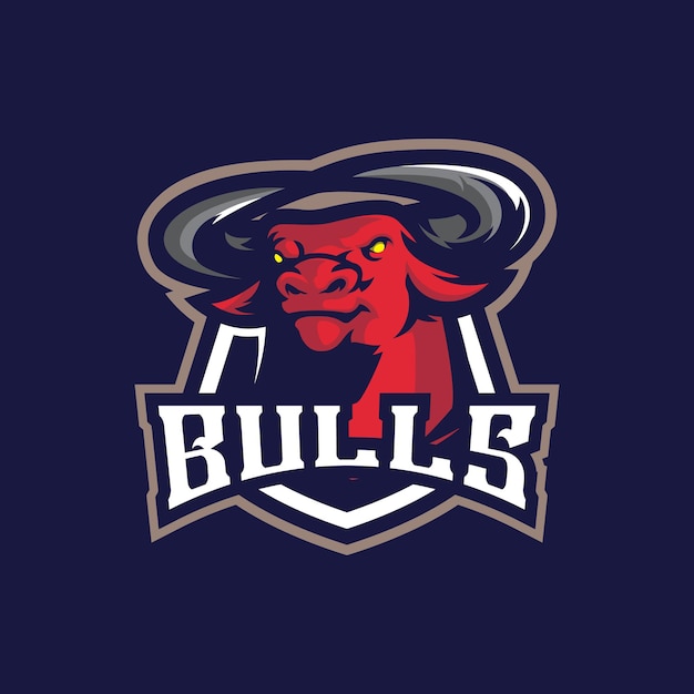 Bull maskottchen logo design vektor mit modernem illustrationskonzept stil für abzeichen, emblem und t-shirt druck. stierkopfillustration für sportteam.