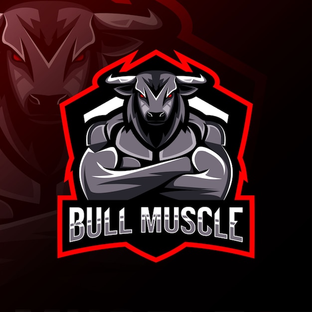 Bull muskel maskottchen logo esport