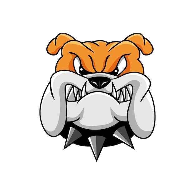 Bulldog-Kopf-Logo-Design. Wütende Tiermaskottchen-Vektorillustration.