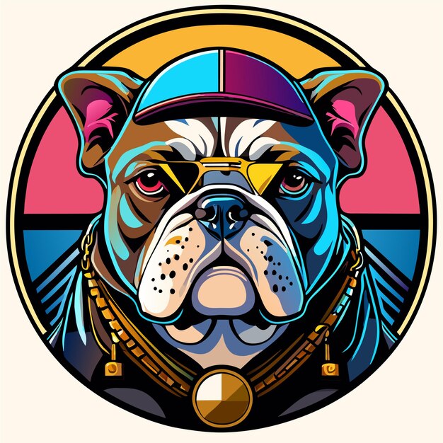 Vektor bulldog-kopf-maskottchen handgezeichnetes flaches stilvolles cartoon-aufkleber-icon-konzept isolierte illustration