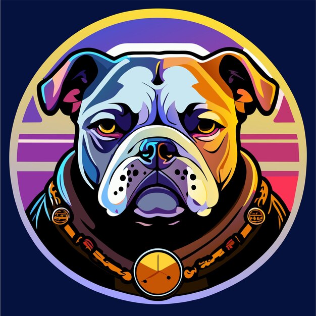 Bulldog-kopf-maskottchen handgezeichnetes flaches stilvolles cartoon-aufkleber-icon-konzept isolierte illustration