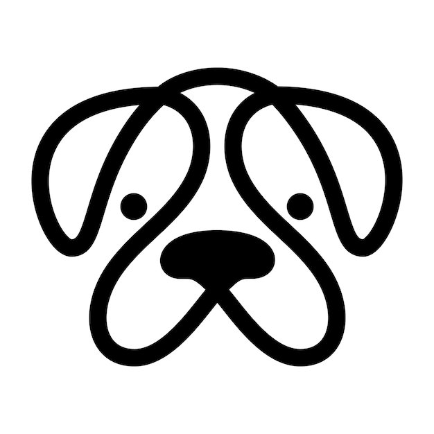 Bulldog Monochromes Hundekopf-Logo-Symboldesign auf weißem Hintergrund Vektor-Illustration