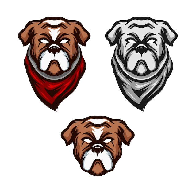 Bulldogge kopf cartoon maskottchen vektor illustration