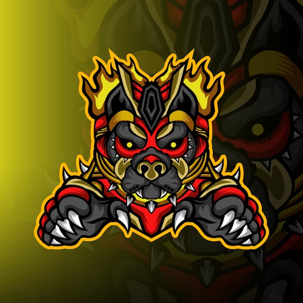 Vektor bulldogge krieger esport maskottchen logo