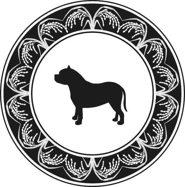 Bulldoggenlogo mit handgemachtem Designvektor des Grasrahmens