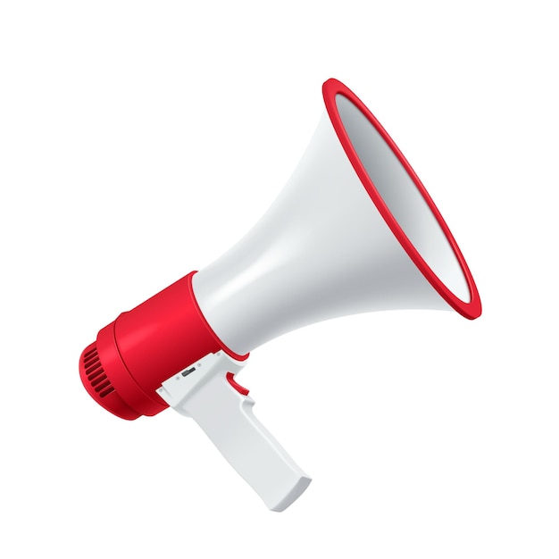 Bullhorn-Gerät bereit zum Sprechen realistische Vektorillustration