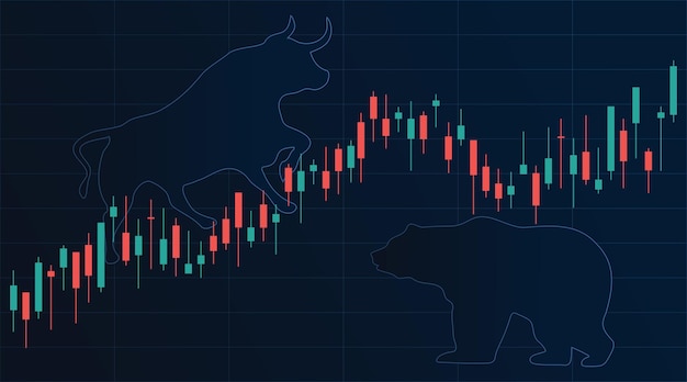 Bullish vs. bearish markt vektorgrafiken investment trading candle chart graph