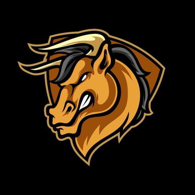 Buls head e sport maskottchen logo