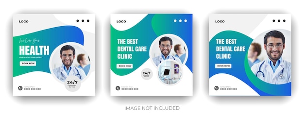 Bundle Gesundheits-Social-Media-Post und medizinisches Poster Roll-up-Banner oder Web-Banner-Vorlage