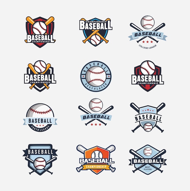 Bundle-sammlung verschiedener sport-baseball-logo-zeichen oder symbol-abzeichen-emblem