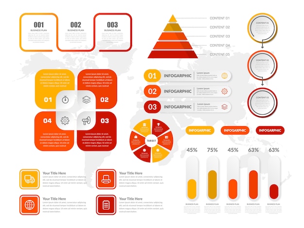 Bundle set timeline infografik element