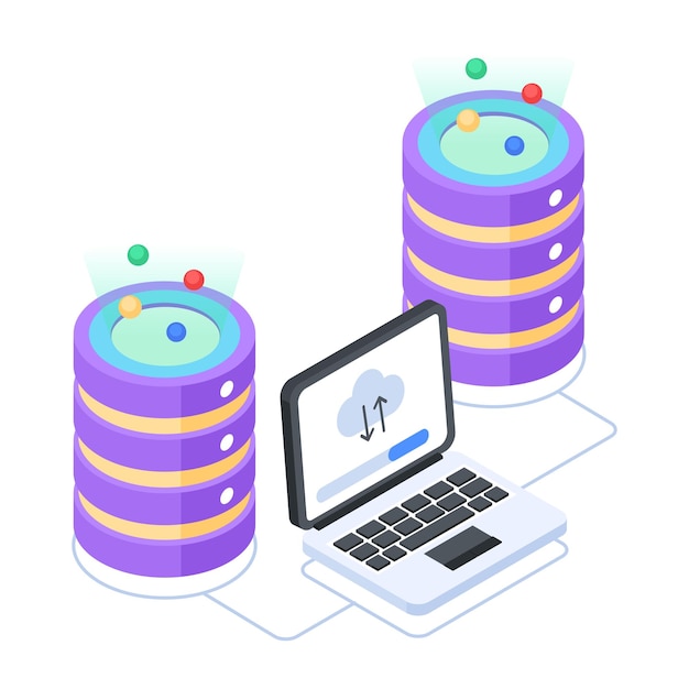 Bundle von Isometrischen Ikonen für den Server-Speicher
