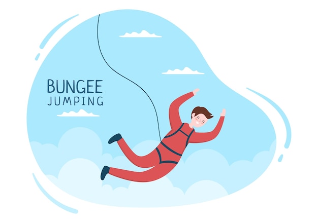 Bungee-jumping flache cartoon-extremsport-vektor-illustration