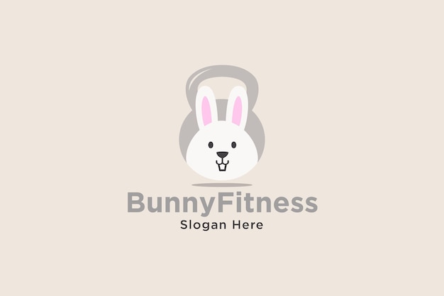 Bunny fitness-logo-design-vorlagen-elementvektor, geeignet für fitness-business-kindervektor