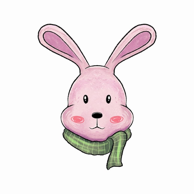 Bunny rabbit cartoon in der wintersaison schöne aquarell bunny rabbit illustration