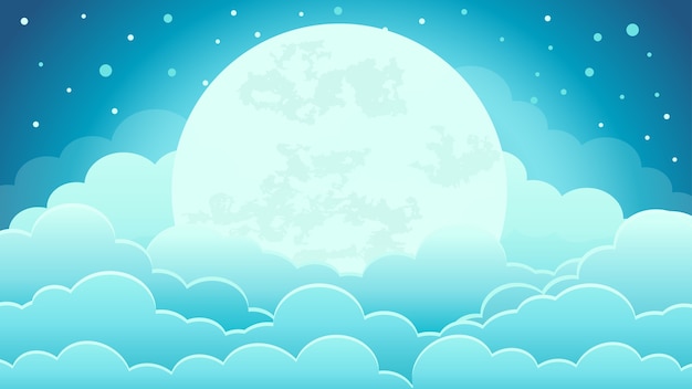 Bunt vom Hintergrund des nächtlichen Himmels mit Wolken und Mondschein