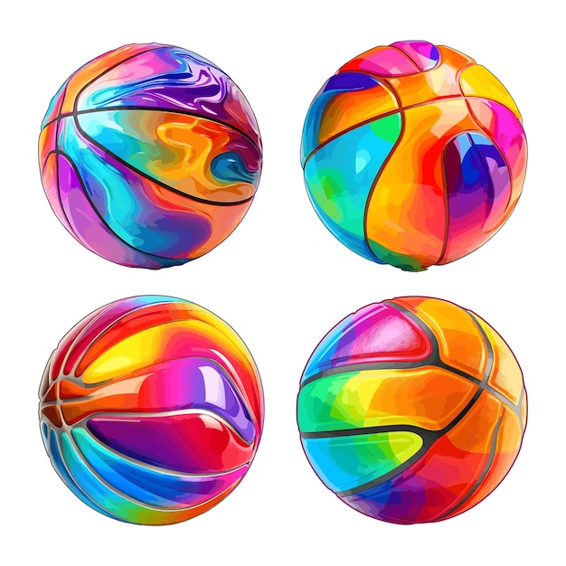 Bunte 3d-basketballbälle-sammlung