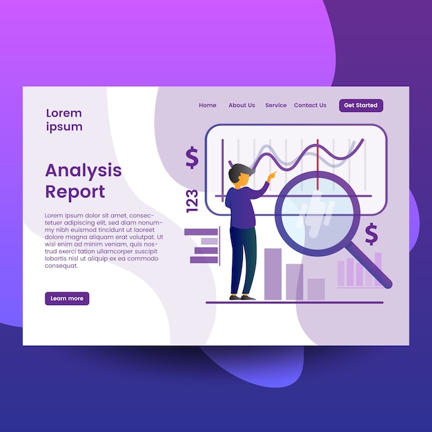 Vektor bunte analyse bericht zielseitenvorlage
