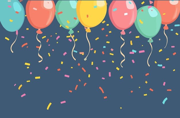 bunte Ballons und Konfettifeiern