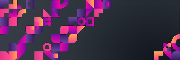 Bunte Bauhaus geometrischen Memphis abstrakten breiten Bannerhintergrund. Vektor abstrakte Grafikdesign Banner Muster Hintergrundvorlage.