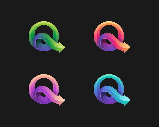 Bunte buchstaben-q-logo-variationen