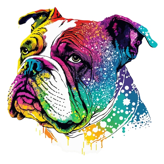 Bunte bulldogge auf pop-art-stil.