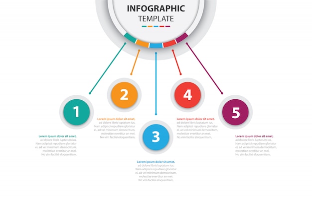 Bunte business infographik vorlage mit 5 optionen