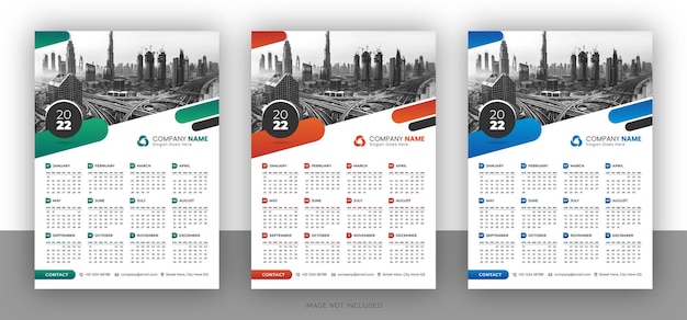 Bunte business-wandkalender-design-vorlage für das neue jahr