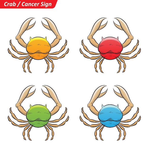Bunte digitale skizzen des krebs-tierkreis-sternzeichens