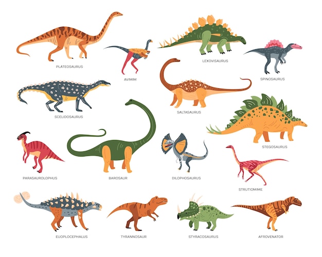 Bunte Dinosaurier-Icons-Sammlung